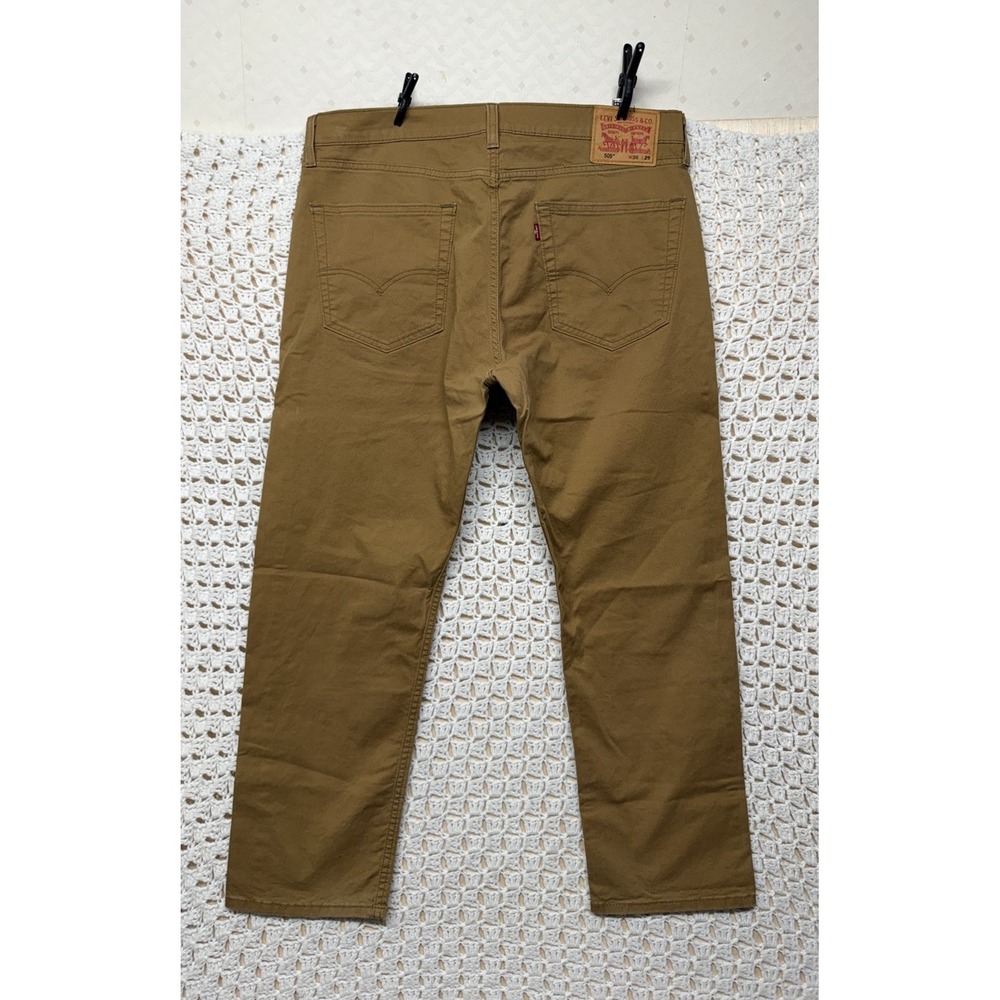 Levis 505 Jeans Mens Tag 36x29 Brown Beige Denim Straight Leg Regular Fit Pants